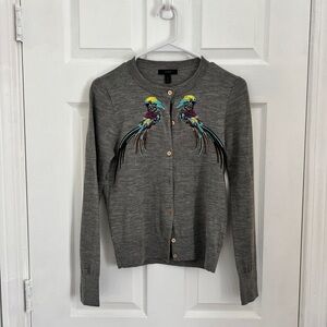 Tropical Bird Embroidered J. Crew Cardigan